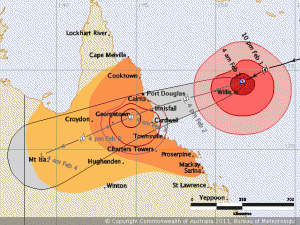 Risk areas for Cylone Yasi