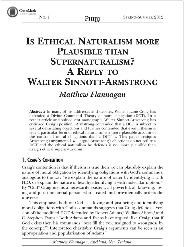 Is Ethical Naturalism more Plausible than Supernaturalism? A Reply to Walter Sinnott-Armstrong